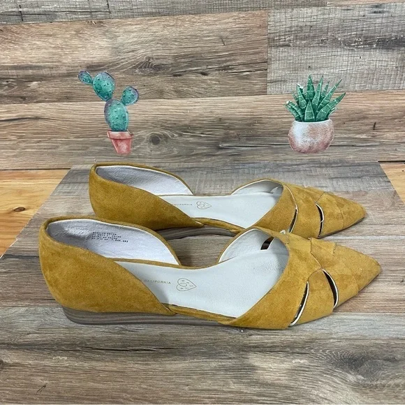 ModCloth mustard Yellow Weave Between pointy toe ballet flats women’s size 8.5 - Picture 2 of 6